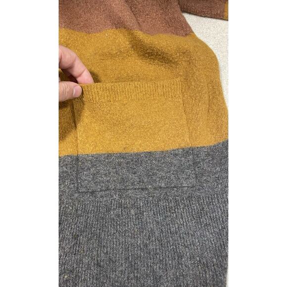 MADEWELL Women's Sweater Sz-2XL Orange /Cream Wool Alpaca Blend Striped Cardigan - Picture 8 of 13